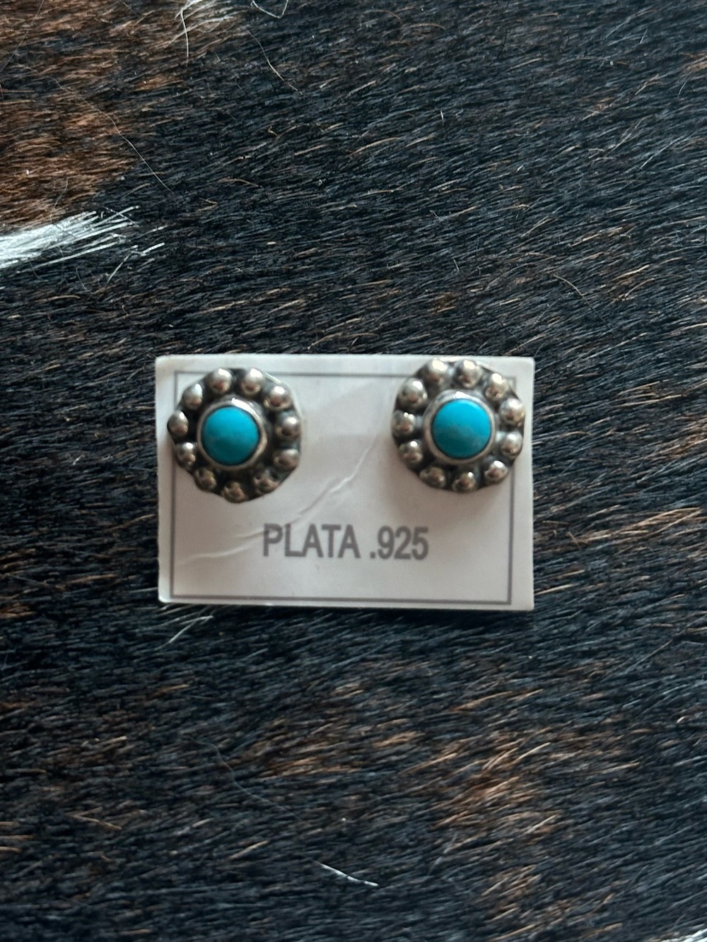 Sterling Silver Turquoise Dot Halo Stud Earrings - Turquoise